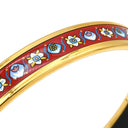エルメス HERMES エマイユ PM レッドXマルチカラー GP 七宝焼き バングル ゴールド金具 花柄 ブレスレット 七宝