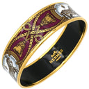 エルメス HERMES エマイユ GM ピンク×マルチカラー GP 七宝焼き バングル ゴールド金具 ローズ 馬 馬装具 タッセル