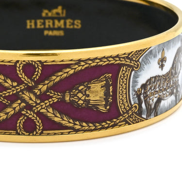 エルメス HERMES エマイユ GM ピンク×マルチカラー GP 七宝焼き バングル ゴールド金具 ローズ 馬 馬装具 タッセル
