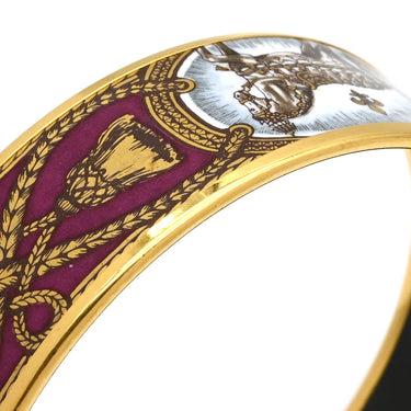 エルメス HERMES エマイユ GM ピンク×マルチカラー GP 七宝焼き バングル ゴールド金具 ローズ 馬 馬装具 タッセル