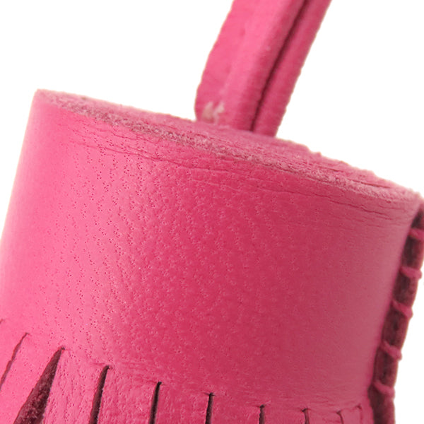 エルメス HERMES カルメン ローズショッキング ラムスキン キーリング