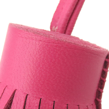 エルメス HERMES カルメン ローズショッキング ラムスキン キーリング シルバー金具