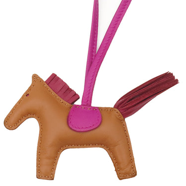 エルメス HERMES ロデオPM ゴールド×ルビー×ローズパープル アニョーミロ バッグチャーム 茶 赤 紫