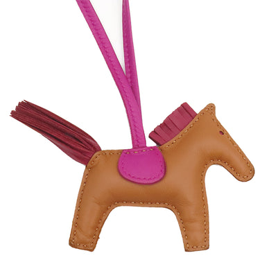 エルメス HERMES ロデオPM ゴールド×ルビー×ローズパープル アニョーミロ バッグチャーム 茶 赤 紫