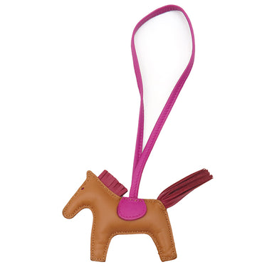 エルメス HERMES ロデオPM ゴールド×ルビー×ローズパープル アニョーミロ バッグチャーム 茶 赤 紫