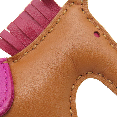 エルメス HERMES ロデオPM ゴールド×ルビー×ローズパープル アニョーミロ バッグチャーム 茶 赤 紫