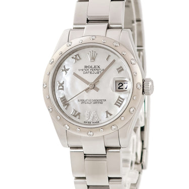 腕時計 ロレックス ROLEX デイトジャスト 178344NR ランダム番 自動巻き レディース ランダム番 K18WG×SS コンビ 純正ダイヤ シェル