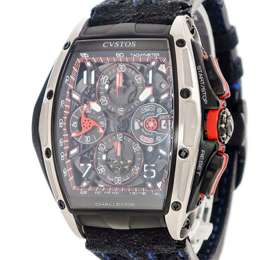 腕時計 クストス CVSTOS チャレンジ クロノ III-S CVT-CHR3-RED 自動巻き メンズ ブラック トノー デイト スモセコ 夜光インデックス