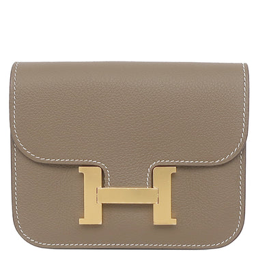 エルメス HERMES コンスタンス スリム ウォレット エトゥープ エバーカラー 二つ折り財布 ゴールド金具 グレージュ