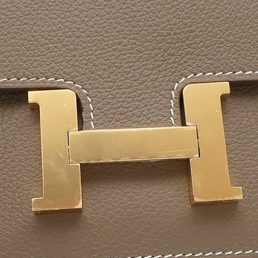 エルメス HERMES コンスタンス スリム ウォレット エトゥープ エバーカラー 二つ折り財布 ゴールド金具 グレージュ