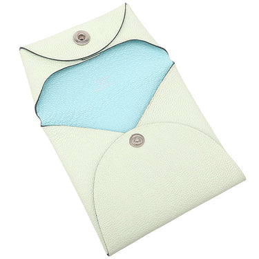 エルメス HERMES バスティア ヴェルソ ヴェールフィズ×ブルーゼフィール シェーブル コインケース シルバー金具 薄緑