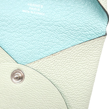 エルメス HERMES バスティア ヴェルソ ヴェールフィズ×ブルーゼフィール シェーブル コインケース シルバー金具 薄緑