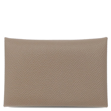 エルメス HERMES カルヴィ エトゥープ ヴォーエプソン カードケース シルバー金具 新品 未使用 グレージュ