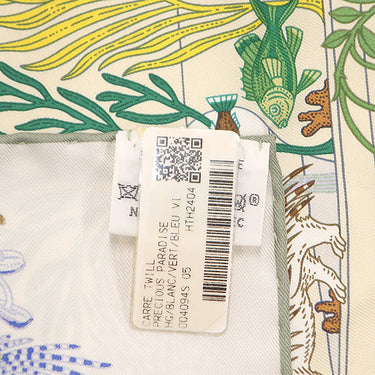 エルメス HERMES カレ90 CARRE 004094S ホワイト×ヴェール×ブルー シルク スカーフ 【PRECIOUS PARADISE/プレシャス パラダイス】
