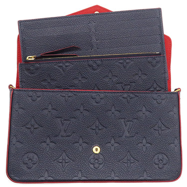 ルイヴィトン LOUIS VUITTON ポシェット フェリシー M64099 マリーヌ ルージュ モノグラムアンプラント チェーンウォレット ゴールド金具 紺 赤 チェーンショルダー