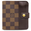 ルイヴィトン LOUIS VUITTON コンパクトジップ N61668 ダミエエベヌ ダミエキャンバス 二つ折り財布 ゴールド金具 茶