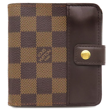 ルイヴィトン LOUIS VUITTON コンパクトジップ N61668 ダミエエベヌ ダミエキャンバス 二つ折り財布 ゴールド金具 茶