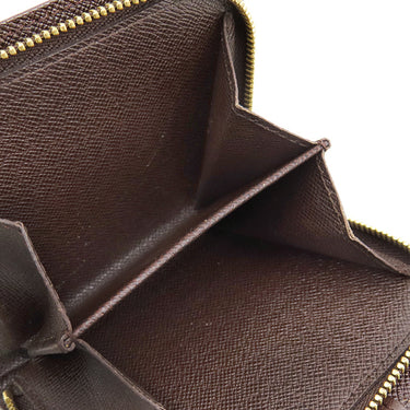 ルイヴィトン LOUIS VUITTON コンパクトジップ N61668 ダミエエベヌ ダミエキャンバス 二つ折り財布 ゴールド金具 茶