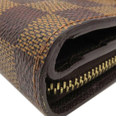 ルイヴィトン LOUIS VUITTON コンパクトジップ N61668 ダミエエベヌ ダミエキャンバス 二つ折り財布 ゴールド金具 茶