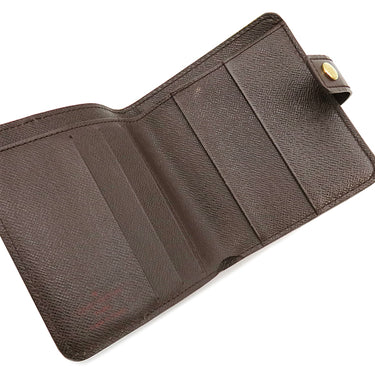 ルイヴィトン LOUIS VUITTON コンパクトジップ N61668 ダミエエベヌ ダミエキャンバス 二つ折り財布 ゴールド金具 茶