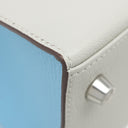 エルメス HERMES ケリー25 外縫い パールグレー×セレスト シェーブル 2WAYバッグ マットシルバー金具 【PO品】 水色 ハンドバッグ ショルダー