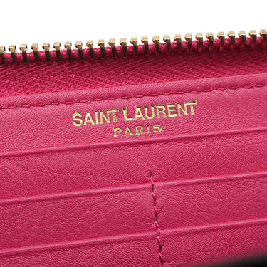 サンローラン SAINT LAURENT LIGNE Y 314991 ピンク レザー 長財布 ゴールド金具 Yライン ラウンドファスナー