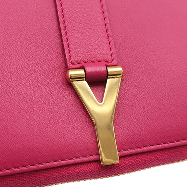 サンローラン SAINT LAURENT LIGNE Y 314991 ピンク レザー 長財布 ゴールド金具 Yライン ラウンドファスナー