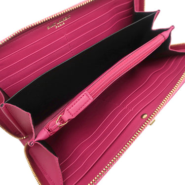 サンローラン SAINT LAURENT LIGNE Y 314991 ピンク レザー 長財布 ゴールド金具 Yライン ラウンドファスナー