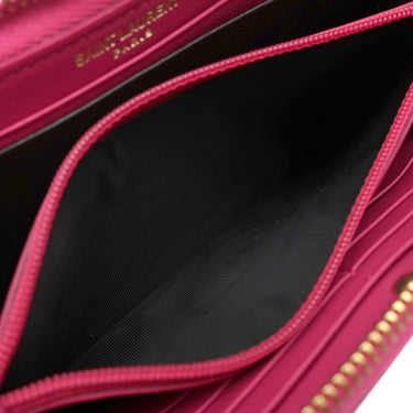 サンローラン SAINT LAURENT LIGNE Y 314991 ピンク レザー 長財布 ゴールド金具 Yライン ラウンドファスナー