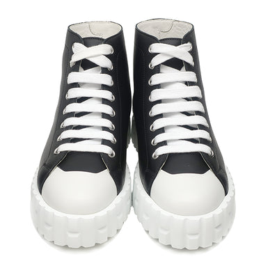 エルメス HERMES クライム 211101Z ホワイト レザー #36 スニーカー 黒 白 ハイカット