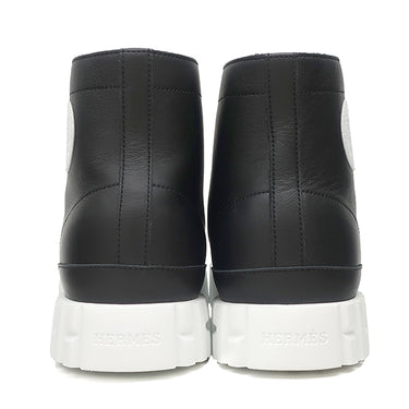 エルメス HERMES クライム 211101Z ホワイト レザー #36 スニーカー 黒 白 ハイカット