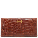 エルメス HERMES ベアンクラシック ブラウン系 アリゲーター 長財布 ゴールド金具 茶 クロコ 二つ折り財布
