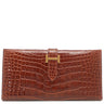 エルメス HERMES ベアンクラシック ブラウン系 アリゲーター 長財布 ゴールド金具 茶 クロコ 二つ折り財布
