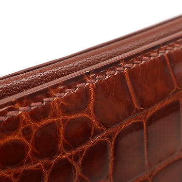 エルメス HERMES ベアンクラシック ブラウン系 アリゲーター 長財布 ゴールド金具 茶 クロコ 二つ折り財布