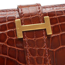 エルメス HERMES ベアンクラシック ブラウン系 アリゲーター 長財布 ゴールド金具 茶 クロコ 二つ折り財布