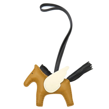 エルメス HERMES ロデオPM ペガサス セサミ×ブラック×ナタ アニョーミロ バッグチャーム 茶 黒 アイボリー