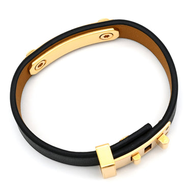 エルメス HERMES アスドゥクール ハート ブラック スイフト メタル T2 ブレスレット ピンクゴールド金具 レザーブレス ピンクゴールド ローズゴールド