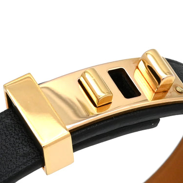エルメス HERMES アスドゥクール ハート ブラック スイフト メタル T2 ブレスレット ピンクゴールド金具 レザーブレス ピンクゴールド ローズゴールド