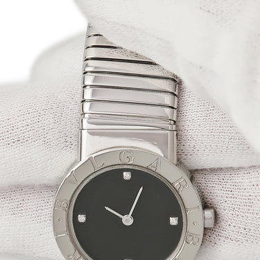 腕時計 ブルガリ BVLGARI ブルガリブルガリ トゥボガス BB262TS クオーツ レディース ブラック ブレスレット 純正ダイヤ 4P 4石 4粒