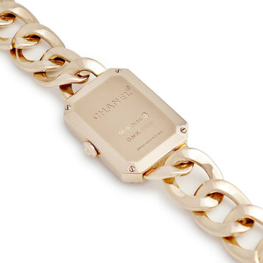 腕時計 シャネル CHANEL プルミエール Lサイズ H4412 クオーツ レディース K18PG無垢 純正ダイヤ 白 シェル チェーンブレス スクエア