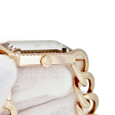 腕時計 シャネル CHANEL プルミエール Lサイズ H4412 クオーツ レディース K18PG無垢 純正ダイヤ 白 シェル チェーンブレス スクエア