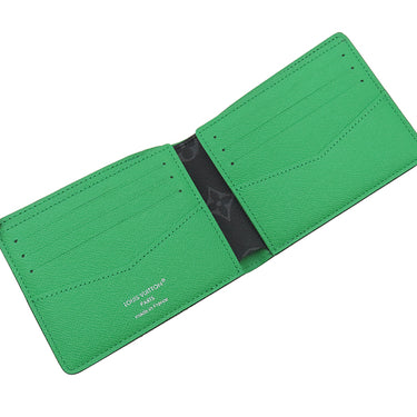 ルイヴィトン LOUIS VUITTON ポルトフォイユ スレンダー M25849 モノグラムエクリプス×グリーン レザー モノグラムエクリプスキャンバス 二つ折り財布 黒 グレー 緑 札入れ