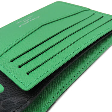 ルイヴィトン LOUIS VUITTON ポルトフォイユ スレンダー M25849 モノグラムエクリプス×グリーン レザー モノグラムエクリプスキャンバス 二つ折り財布 黒 グレー 緑 札入れ