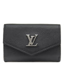 ルイヴィトン LOUIS VUITTON ポルトフォイユ ロックミニ M63921 ブラック カーフ 三つ折り財布 シルバー金具 黒 コンパクトウォレット