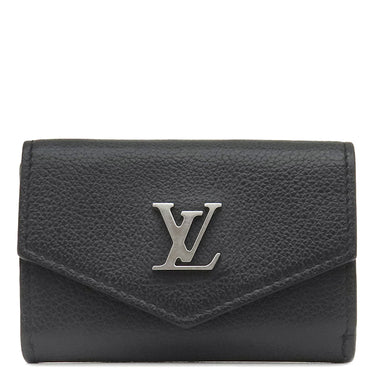 ルイヴィトン LOUIS VUITTON ポルトフォイユ ロックミニ M63921 ブラック カーフ 三つ折り財布 シルバー金具 黒 コンパクトウォレット