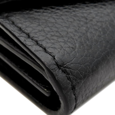 ルイヴィトン LOUIS VUITTON ポルトフォイユ ロックミニ M63921 ブラック カーフ 三つ折り財布 シルバー金具 黒 コンパクトウォレット