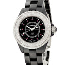 腕時計 シャネル CHANEL J12 H1634 クオーツ レディース ダイヤ 純正ルビー ブラックセラミック 黒 逆回転防止ベゼル デイト