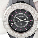 腕時計 シャネル CHANEL J12 H1634 クオーツ レディース ダイヤ 純正ルビー ブラックセラミック 黒 逆回転防止ベゼル デイト
