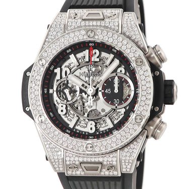腕時計 ウブロ HUBLOT ビッグバン ウニコ チタニウム パヴェ 411.NX.1170.RX.1704 自動巻き メンズ 純正ダイヤ スケルトン