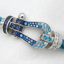 フレッド FRED フォース10 ラージモデル リヴィエラブルー×ホワイトゴールド K18WG ダイヤモンド サファイア(ダークブルー/ブルー/ライトブルー) トパーズ アクアマリン ステンレスケーブル ブレスレット ダイヤ サファイア トパーズ アクアマリン Au750 18K 18金 ステンレスケーブル